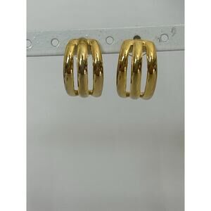 Gold Tone Half Hoop Post Earrings